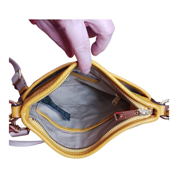Lauren Ralph Lauren Yellow Leather Crossbody Purse Bag - Picture 10 of 16